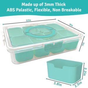 Eggssentials Snackle box & Snack Organizer, Divided Serving Tray with Lid for Travel, Tailgating, Picnic & Party – Portable Snack Box Container for Fruit, Candy, Salad, Spices, Dry Fruits & Snacks