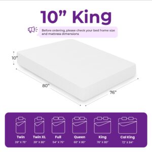 GAESTE 10 Inch King Cooling Gel Memory Foam Medium Firm Mattress Breathable Pressure Relief CertiPUR-US Certified Mattress-in-a-Box for Kids and Adults No Fiberglass (King, 10 in)