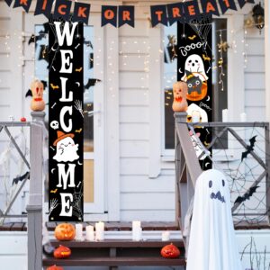 Avezano Halloween Door Decorations Welcome Boo Halloween Banner Porch Sign Halloween Baby Shower Decorations Halloween Party Welcome Signs