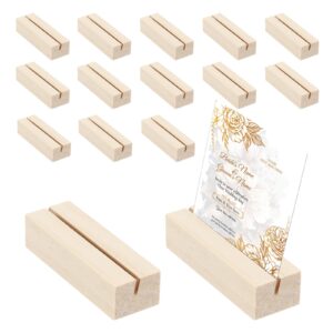 patikil wooden place card holder 2.8"x0.9"x0.7", 15 pcs natural wood table number sign photo picture holders wooden stands for home dinner wedding birthday party