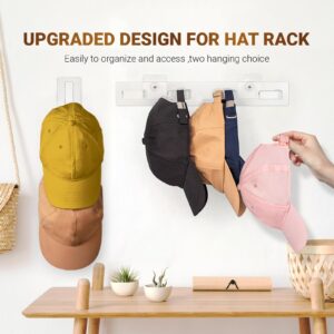 Gracenal Acrylic Hat Organizer 2 Packs, Hat Rack for 16 Hat Holder, Bathroom Towel Wall Hooks Heavy Duty, Self-adhesive & Dirlled Installation Baseball Cap Organizer, Hat Storage and Organization Gift