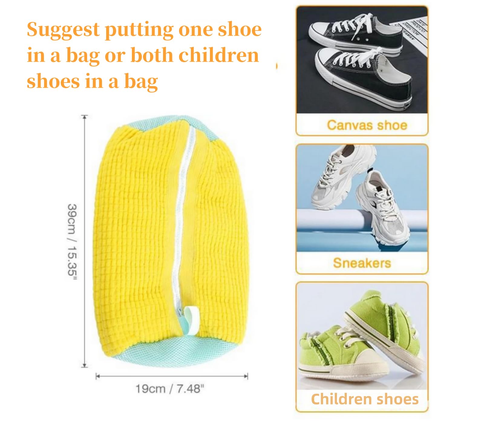 Shoe Bag For Washing Machine,Laundry Bag for Shoes,JIAOYUNLILI Shoe Laundry Bag for Washer and Dryer (Yellow 2pcs)