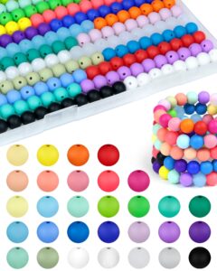 180pcs fiveizero small silicone beads, 30 colors 9mm silicone beads focal beads rubber round beads mixed color silicone beads bulk for diy and keychain accessories silicone beads crafts making