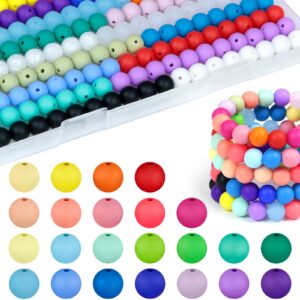 180PCS FIVEIZERO Small Silicone Beads, 30 Colors 9mm Silicone Beads Focal Beads Rubber Round Beads Mixed Color Silicone Beads Bulk for DIY and Keychain Accessories Silicone Beads Crafts Making