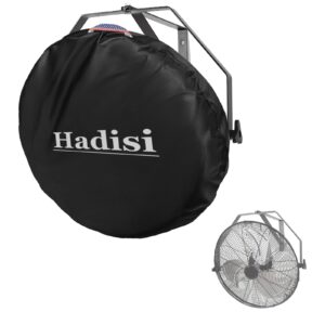 hadisi wall mounted non oscillating fan cover,suitable for 18"-20" outdoor and indoor waterproof wall mounted industrial fans,heavy-duty 600d oxford cloth waterproof and dustproof fan cover,black