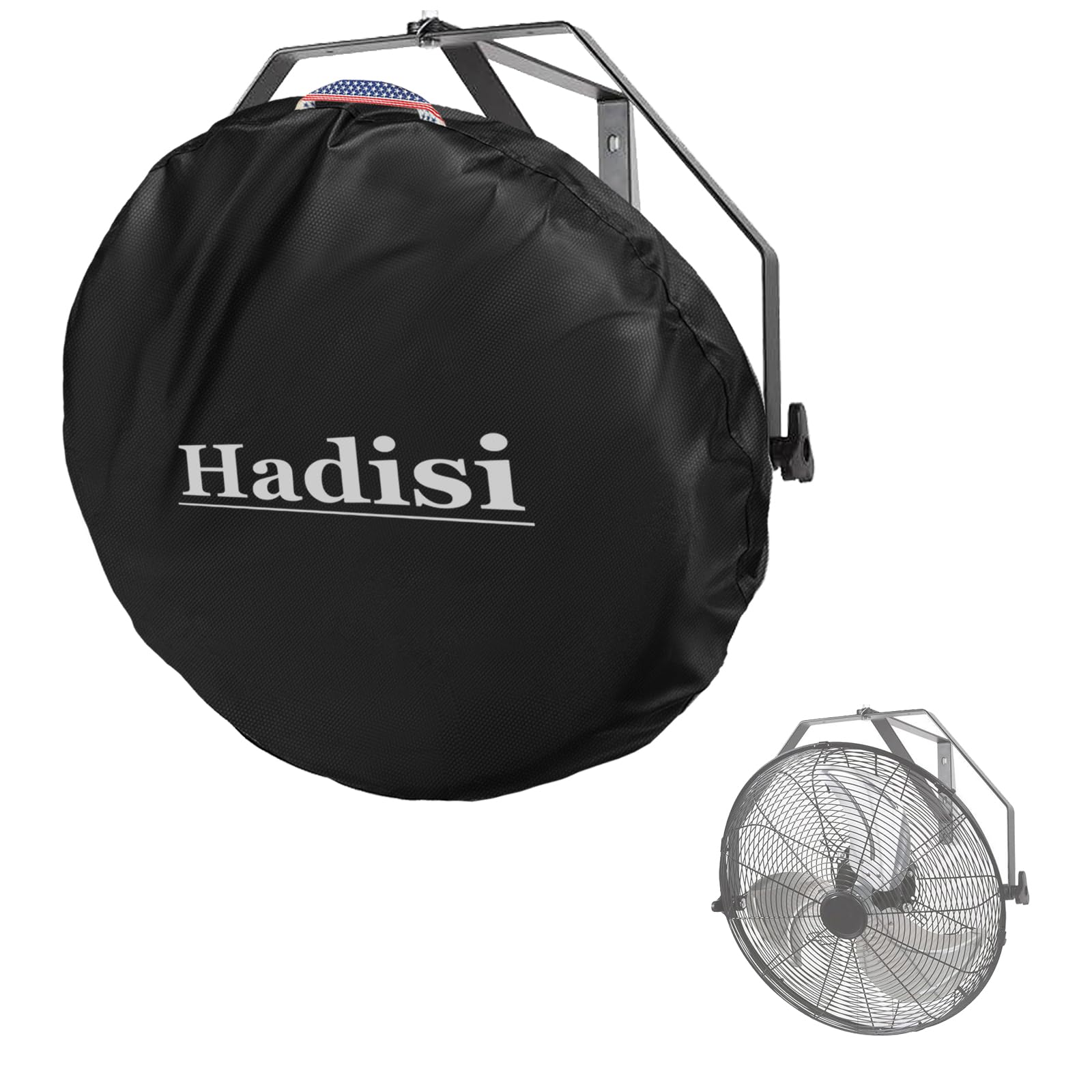 Hadisi Wall Mounted Non Oscillating Fan Cover,Suitable for 18"-20" Outdoor And Indoor Waterproof Wall Mounted Industrial Fans,Heavy-Duty 600D Oxford Cloth Waterproof And Dustproof Fan Cover,Black