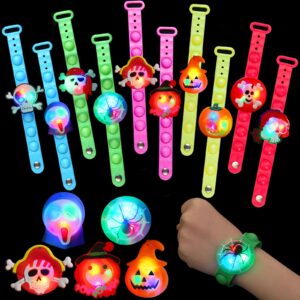 goheyi 24 pack halloween christmas gifts party favors light up bracelets toys, glow in the dark party supplies, halloween christmas goodie bags stockings stuffers kids treasure box classroom prizes