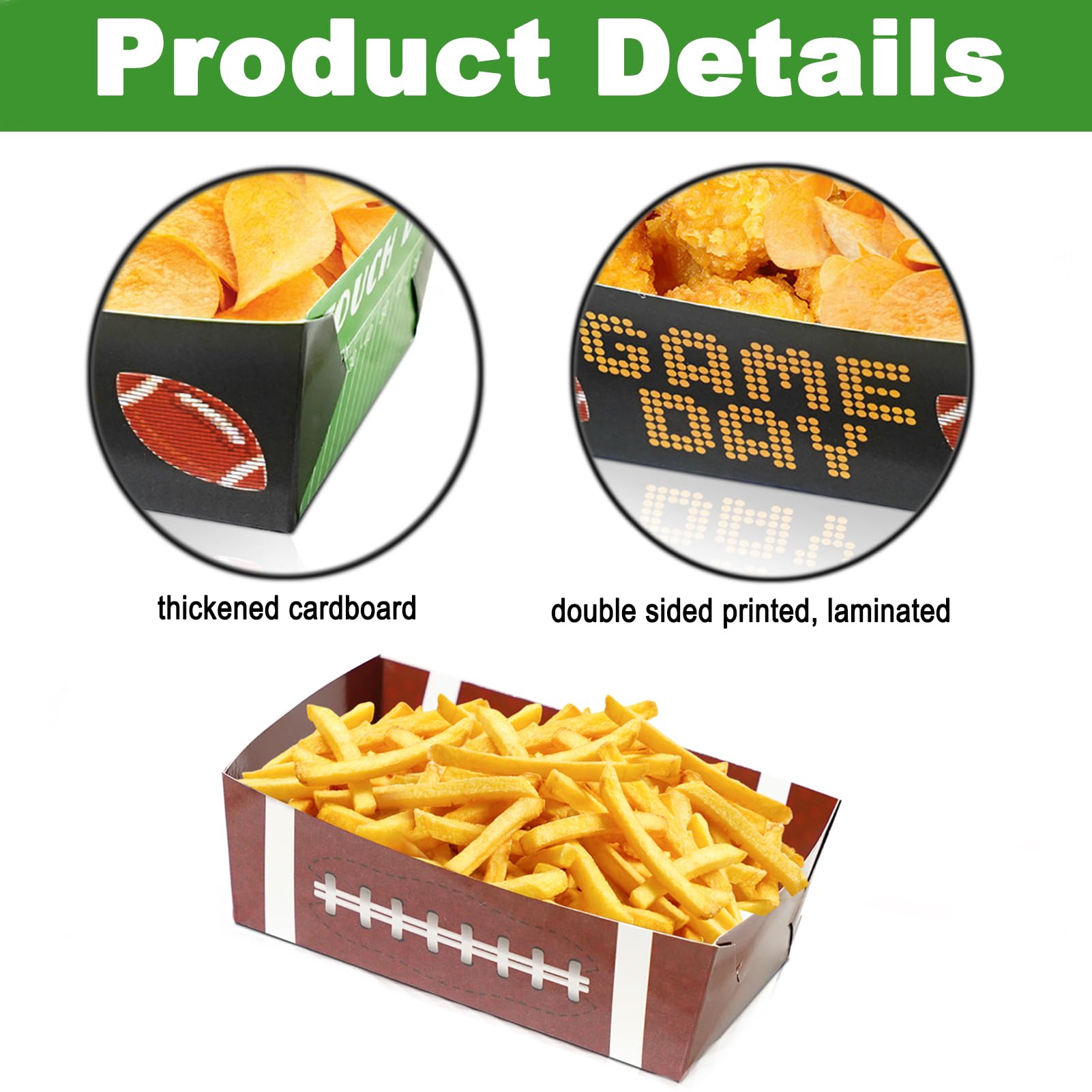 AcpopbM Football Party Supplies, 50PCS Football Party Favors Football Paper Snack Tray Disposable Serving Food Boats for Football Birthday Party Superbowl Decorations