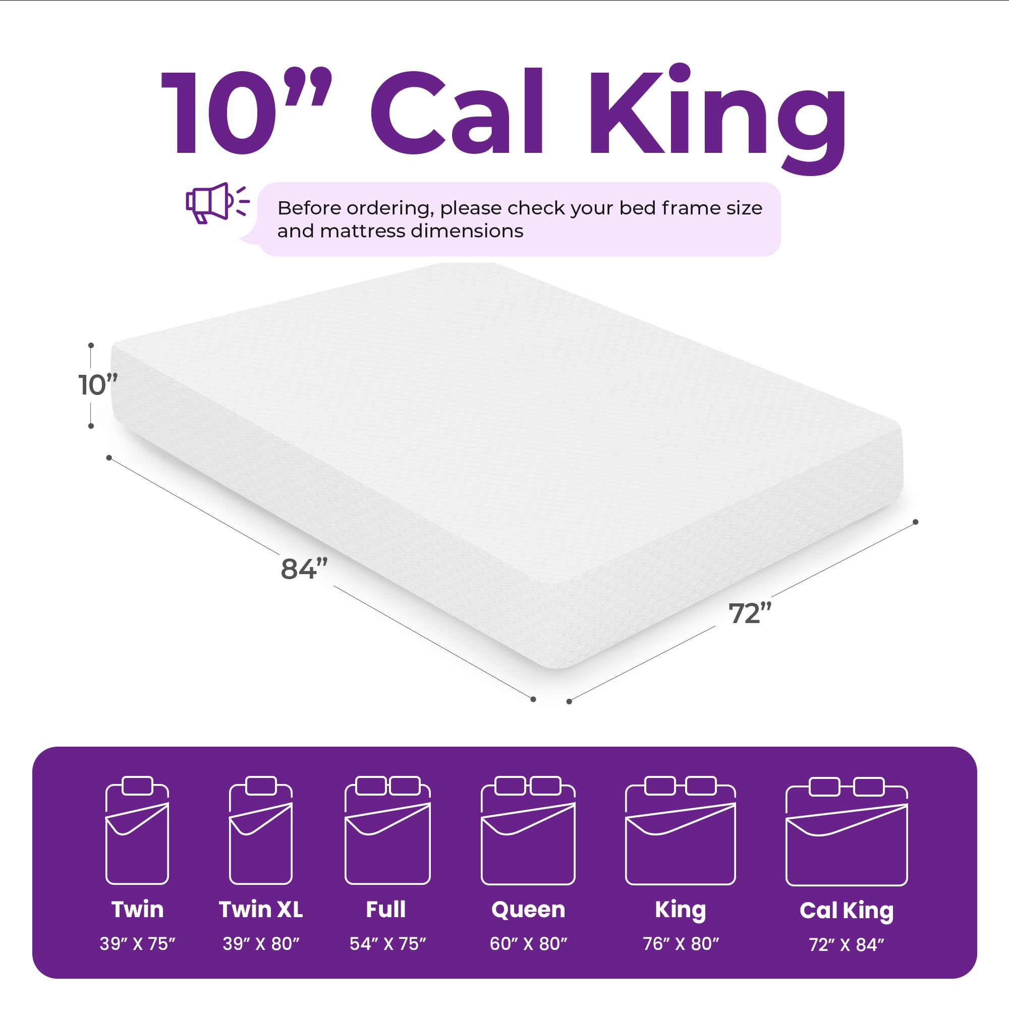 GAESTE 10 Inch Cal King Cooling Gel Memory Foam Medium Firm Mattress Breathable Pressure Relief CertiPUR-US Certified Mattress-in-a-Box for Kids and Adults No Fiberglass (California King, 10 in)