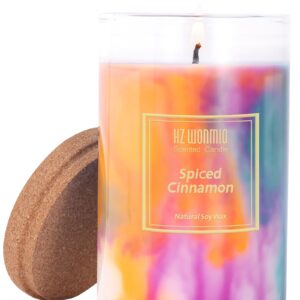 HZ-WONMIO Scented Candles | Spiced Cinnamon Candle|Hand-Poured Soy Wax Candles |60-Hour Burn Time |Retro Charm Aromatherapy Candle |Tie-Dye Effect| Holiday Candle Gifts for Women|8oz