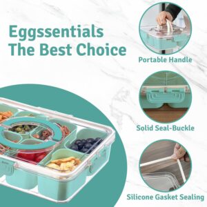 Eggssentials Snackle box & Snack Organizer, Divided Serving Tray with Lid for Travel, Tailgating, Picnic & Party – Portable Snack Box Container for Fruit, Candy, Salad, Spices, Dry Fruits & Snacks