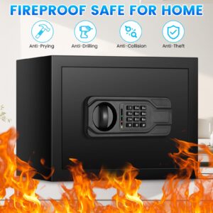 1.2 Cub Fireproof Safe Box for Home Use, Home Safe Box Fireproof Waterproof with Digital Electronic Keypad and Removable Shelf, Small Safe Box for Money, Jewelry, Medicines, Valuables