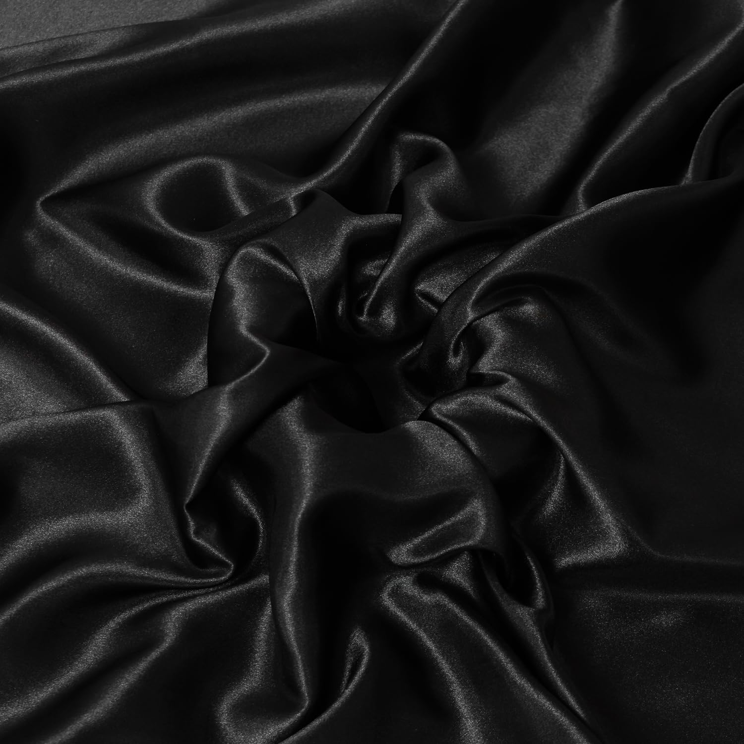 Satin Fabric by The Yard ，60 Inch Wide ，Soft Charmeuse Silk Satin Fabrics for Sewing,Wedding Dress,DIY Craftings, Costumes,Draping,Table Runner,Cloth Napkins (Black, 1yard)