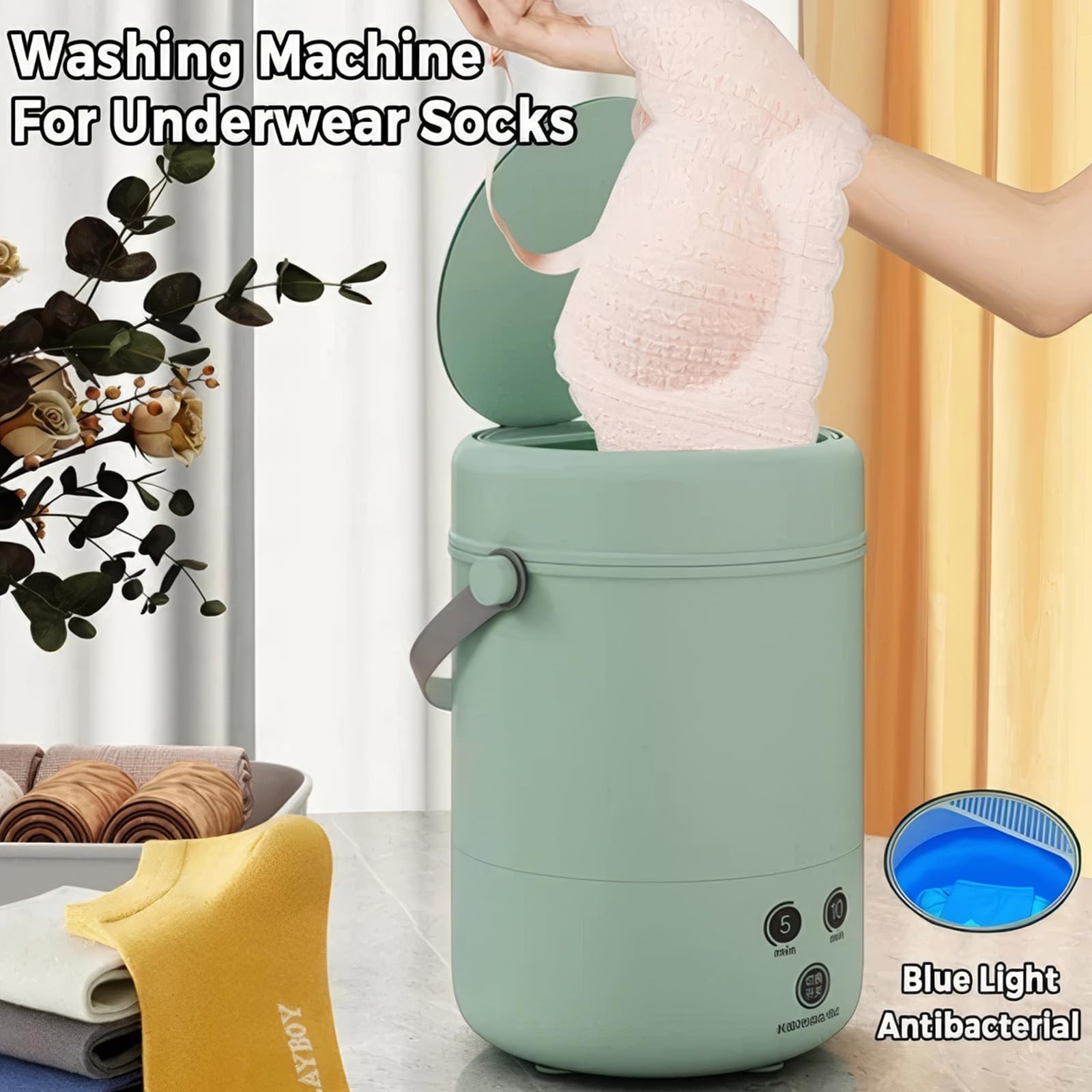 Mini Automatic Washing Machine Portable Socks and Underwear Washing Machine,Portable Washing Machine,Mini Washing Machine, Portable Washing Machine, Mini Washer (White)