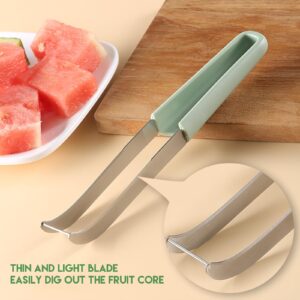 Zhaolie 3-in-1 Watermelon Fork Slicer Cutter，Stainless Steel Watermelon Popsicle Cutter Watermelon Cutter Slicer Tool Melon Cutter Knife Portability Fruit Fork Set for Camping Kitchen Gadgets, Green