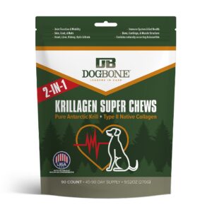 dogbone krillagen super chews dog health supplement | dog joint supplement | dog health supplies | omega 3 for dogs | dog supplements and vitamins | collagen chews for dogs| krill for dogs