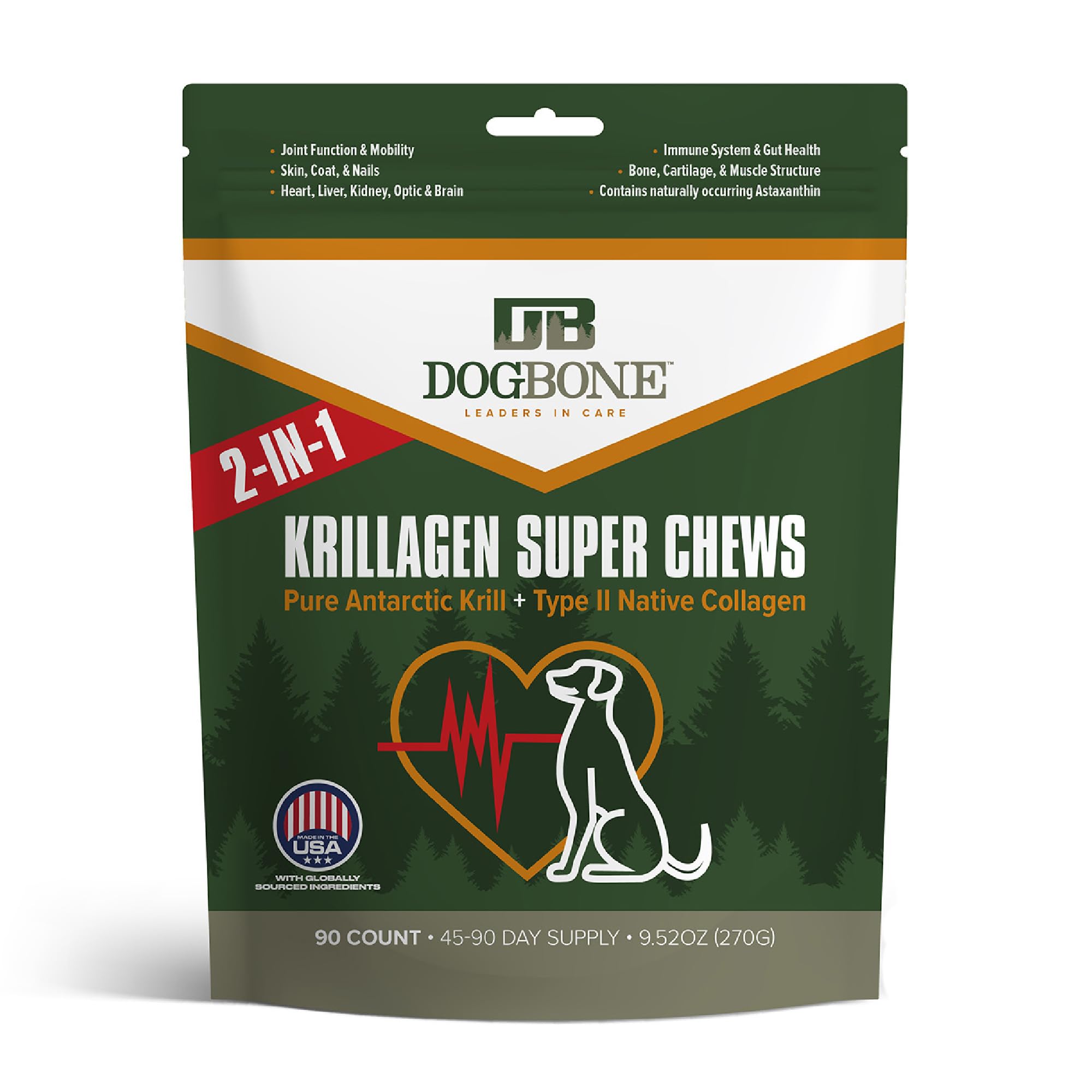 DogBone Krillagen Super Chews Dog Health Supplement | Dog Joint Supplement | Dog Health Supplies | Omega 3 for Dogs | Dog Supplements and Vitamins | Collagen Chews for Dogs| Krill for Dogs