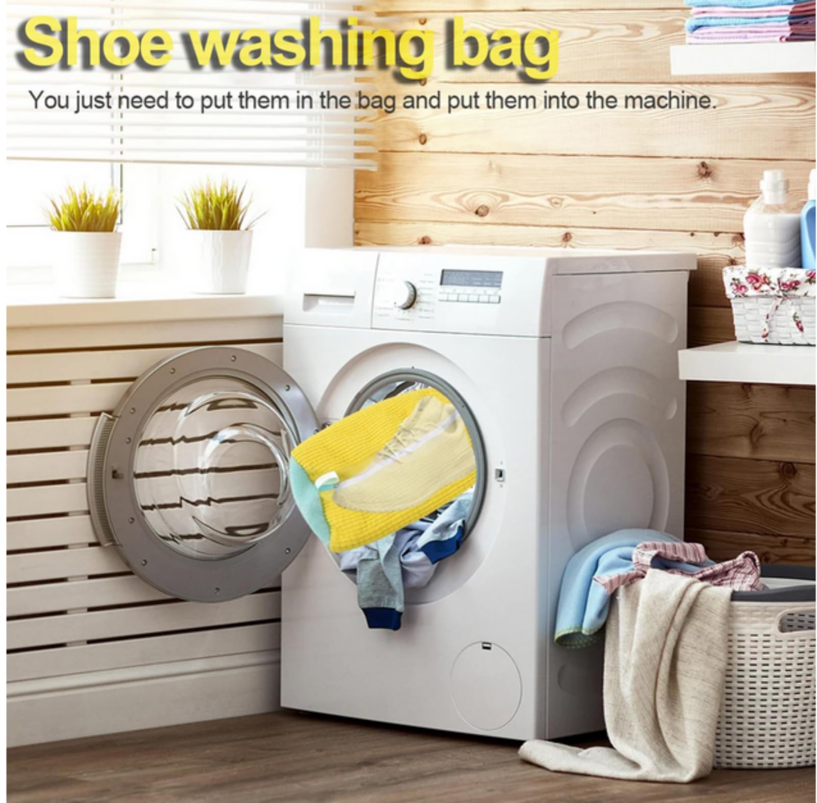 Shoe Bag For Washing Machine,Laundry Bag for Shoes,JIAOYUNLILI Shoe Laundry Bag for Washer and Dryer (Yellow 2pcs)