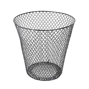 generic wire mesh round waste basket,round open top design small wastebasket,metal mesh wastebaskets,garbage cans for bedroom kitchen living room dormitory office school (1, black), marijaly-062202