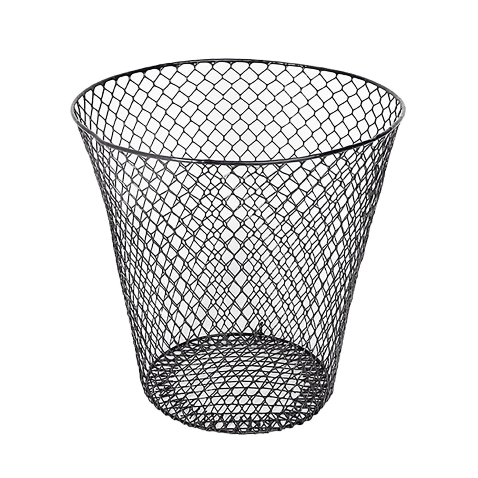 Generic Wire Mesh Round Waste Basket,Round Open Top Design Small Wastebasket,Metal Mesh Wastebaskets,Garbage Cans for Bedroom Kitchen Living Room Dormitory Office School (1, Black), MaRIJaly-062202