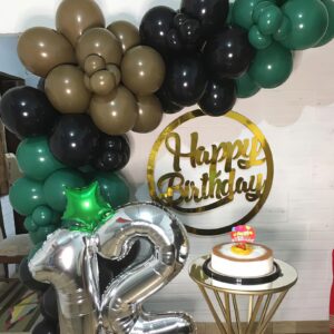 Green and Brown Balloons, Dark Emerald Green Balloon Camouflage Green Black Brown Balloons, Metallic Green Gold Balloons for Camping Game Jungle Theme Camo Birthday Baby Shower Army Party Decorations