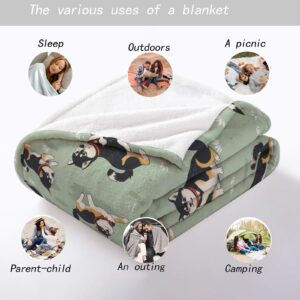 MIEPOS Cute Shiba Inu Throw Blanket - 50x60in,Ultra Soft, Cozy Lightweight Flannel,Cartoon Dog Playful Blankets - Gifts for Kids & Aniaml Lovers,for Couch Travel,Home Living Room Decor