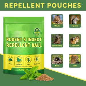 Mouse and Squirrel 10 Pack, Repellent Pouches, Rats Repellent, Mice Repellent with Peppermint Oil, Pest Control Pouches for Repel Rats, Squirrels, Moths & Other Rodents