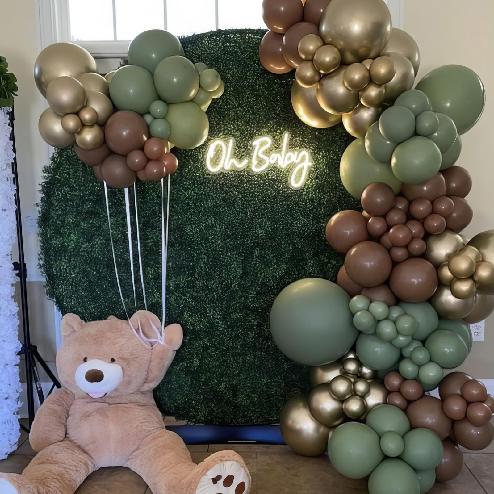 Green and Brown Balloons, Dark Emerald Green Balloon Camouflage Green Black Brown Balloons, Metallic Green Gold Balloons for Camping Game Jungle Theme Camo Birthday Baby Shower Army Party Decorations