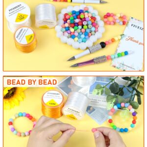 180PCS FIVEIZERO Small Silicone Beads, 30 Colors 9mm Silicone Beads Focal Beads Rubber Round Beads Mixed Color Silicone Beads Bulk for DIY and Keychain Accessories Silicone Beads Crafts Making