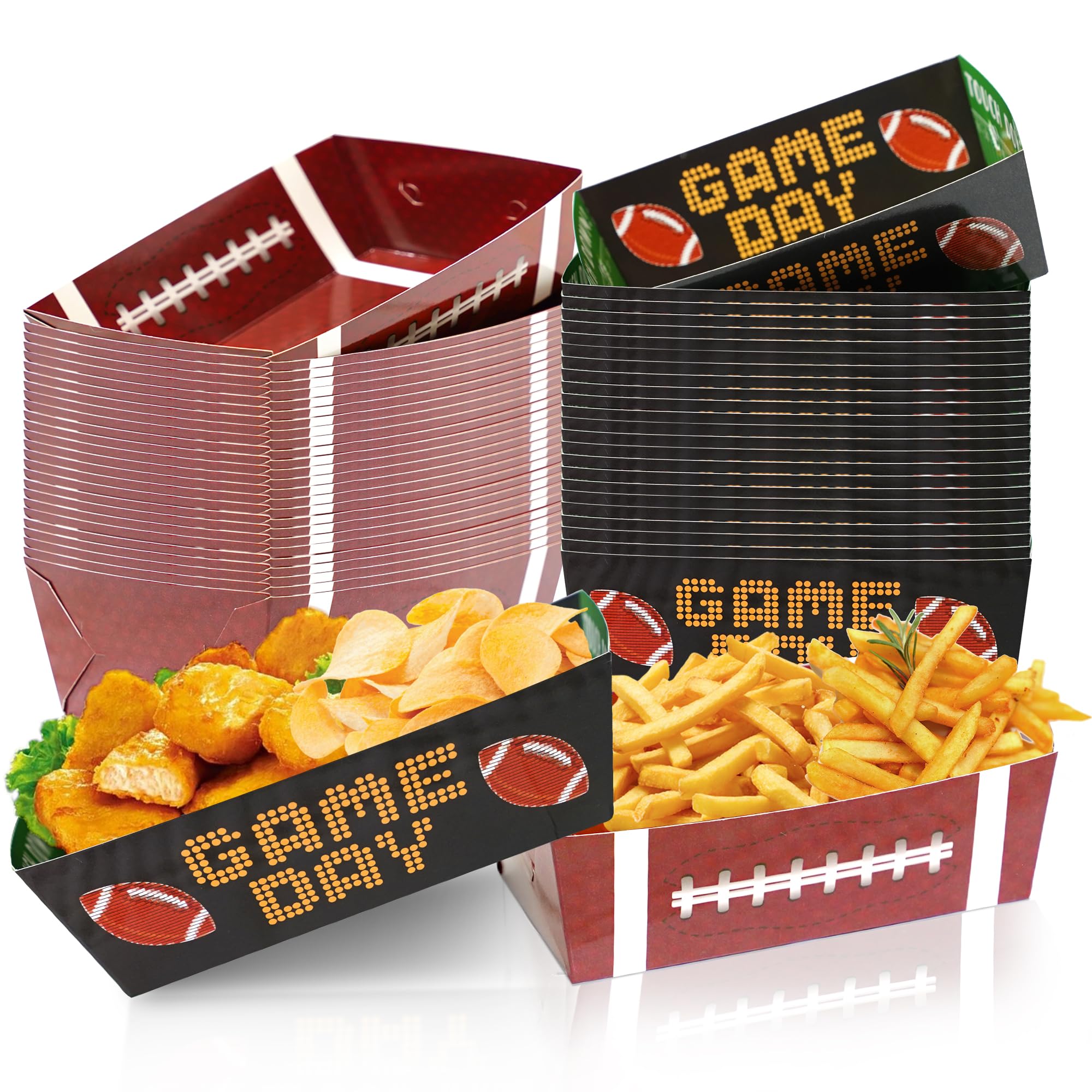 AcpopbM Football Party Supplies, 50PCS Football Party Favors Football Paper Snack Tray Disposable Serving Food Boats for Football Birthday Party Superbowl Decorations