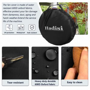 Hadisi Wall Mounted Non Oscillating Fan Cover,Suitable for 18"-20" Outdoor And Indoor Waterproof Wall Mounted Industrial Fans,Heavy-Duty 600D Oxford Cloth Waterproof And Dustproof Fan Cover,Black