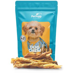 petyupp water buffalo bladder twist dog chews - 100% natural dog treats - for small, medium & large dog, high-protein, low-fat, & easy digest dog treats - non-gmo & no additives (pack of 7 oz)