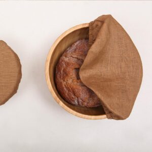 HSOFTIFY 100% Linen Bowl Covers Reusable For Bread Proofing, 4 Pcs Elastic Cloth Fabric Bowl Covers, 5.9 * 7.9 * 9.8 * 11.8 Inches, Army Green