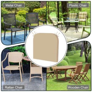 VSIWB Outdoor Chair Cushions Set of 2, Waterproof Cushions for Patio Furniture with Adjustable Straps, Round Corner Patio Chair Cushions for Yard Garden, 17"x16"x2", Beige