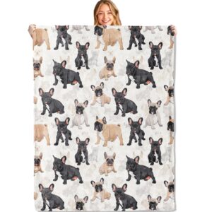 miepos french bulldog throw blanket - 50x60in,ultra soft, cozy lightweight flannel, cute frenchie dog blankets - gifts for kids & pet lovers,for couch travel,rustic home living room decor