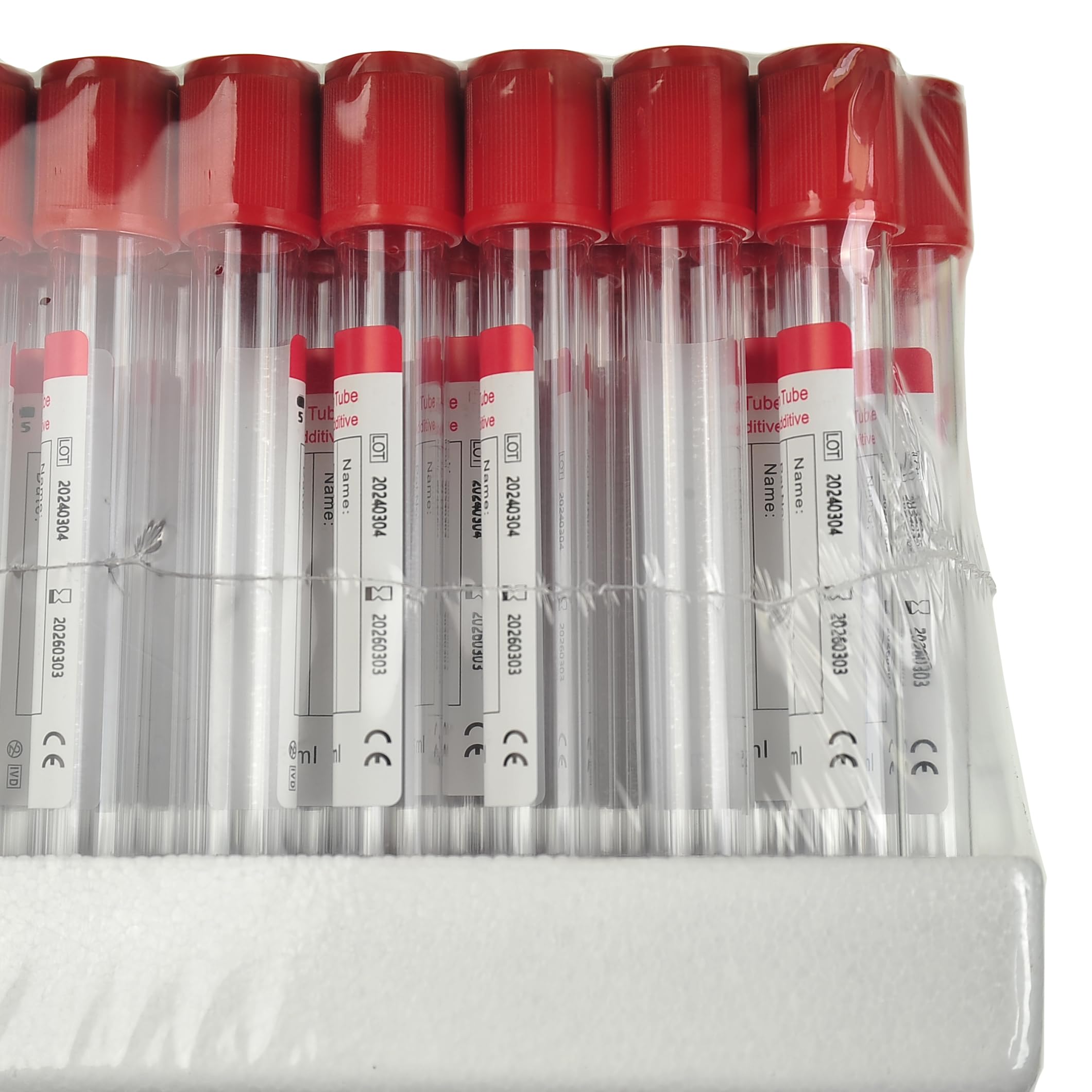 TYQILIN Veterinary Lab Vacuum Blood Collection Coagulation Tubes No Additive Tube Blood Collection Tube Pet Supplies, 3ml Red 100pcs