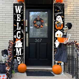 Avezano Halloween Door Decorations Welcome Boo Halloween Banner Porch Sign Halloween Baby Shower Decorations Halloween Party Welcome Signs