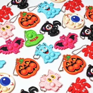 48Pcs Halloween Party Favors, Fidget Toys Bulk Mini Pop Bubbles with Keychain, School Classroom Prizes Box Fidgets Toys for Kids Toddlers Adult, Goodie Bag Stuffers, Treasure Chest box, Halloween Toys