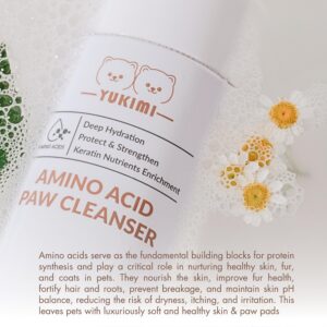 YUKIMI Premium Amino Acid Paw Cleanser with Silicone Bristle Brush for Dogs & Cats | Dermatologist Certified Hypoallergenic | Hydrating, Soothing, Deodorizing, Moisturizing | pH Balanced - 5.0 Fl Oz