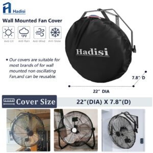 Hadisi Wall Mounted Non Oscillating Fan Cover,Suitable for 18"-20" Outdoor And Indoor Waterproof Wall Mounted Industrial Fans,Heavy-Duty 600D Oxford Cloth Waterproof And Dustproof Fan Cover,Black