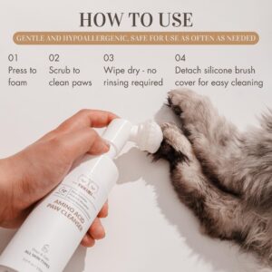 YUKIMI Premium Amino Acid Paw Cleanser with Silicone Bristle Brush for Dogs & Cats | Dermatologist Certified Hypoallergenic | Hydrating, Soothing, Deodorizing, Moisturizing | pH Balanced - 5.0 Fl Oz