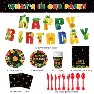 Zhehao 171 PCS Dancing Fruit Party Decorations Include Fruit Birthday Tableware Set Fruit Theme Banner Summer Fruit Party Tablecloths for Dancing Fruit 1st Birthday Baby Shower Party Supplies Decor