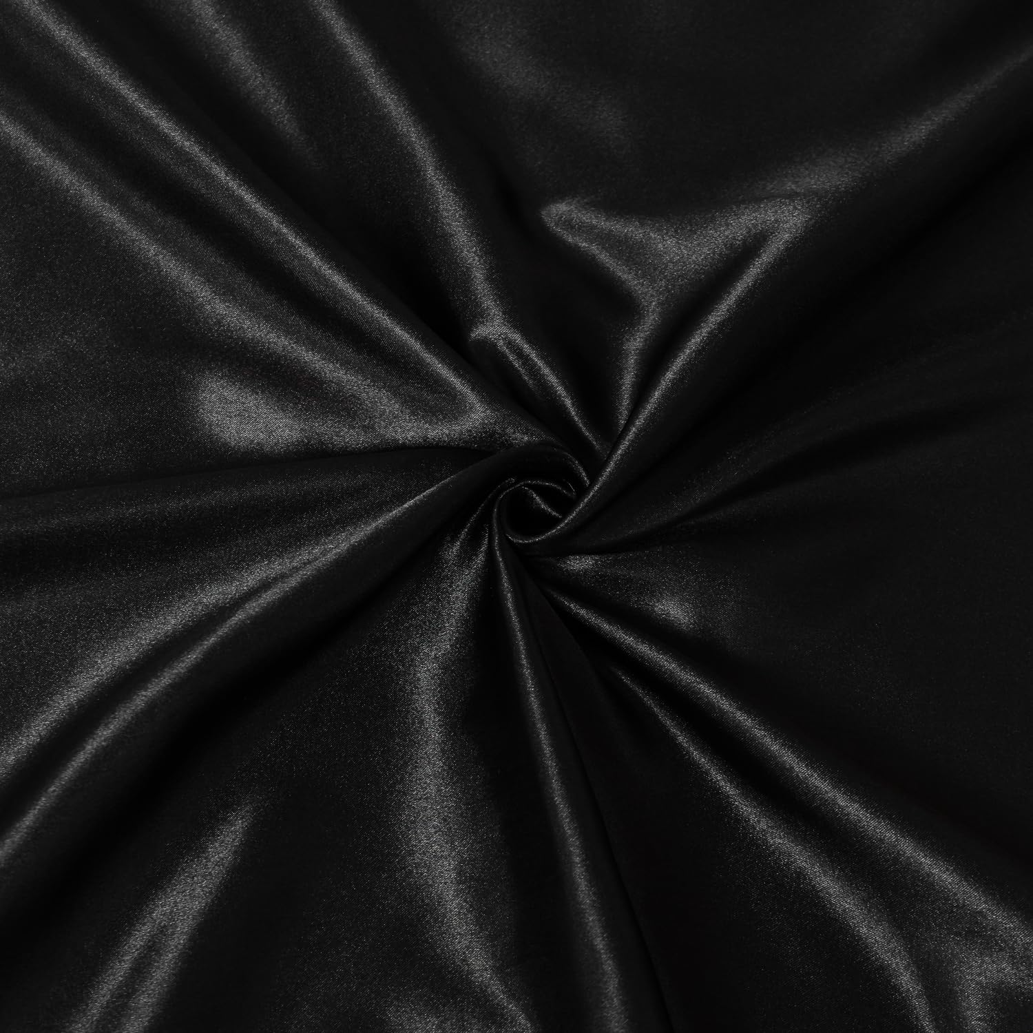 Satin Fabric by The Yard ，60 Inch Wide ，Soft Charmeuse Silk Satin Fabrics for Sewing,Wedding Dress,DIY Craftings, Costumes,Draping,Table Runner,Cloth Napkins (Black, 1yard)