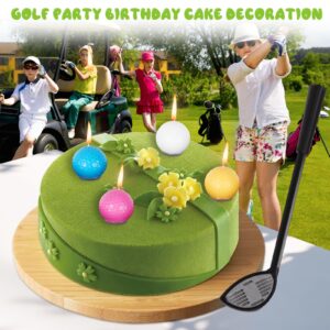 DHUJBFF 5 Pcs Golf Birthday Party Decorations, Golf Ball Birthday Candles for Cake - Funny Cake Candles, Round Candles, Cake Decorating, Happy Birthday Decorations (4PC Candles, 1 Golf Club)