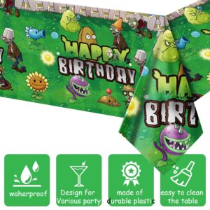 deenor 2Pcs Plants Zombies Tablecloth Disposable Tablecover Birthday Party Supplies and Decorations for Kid Boy Baby Shower Rectangle Tables 70"X42",2 Pack