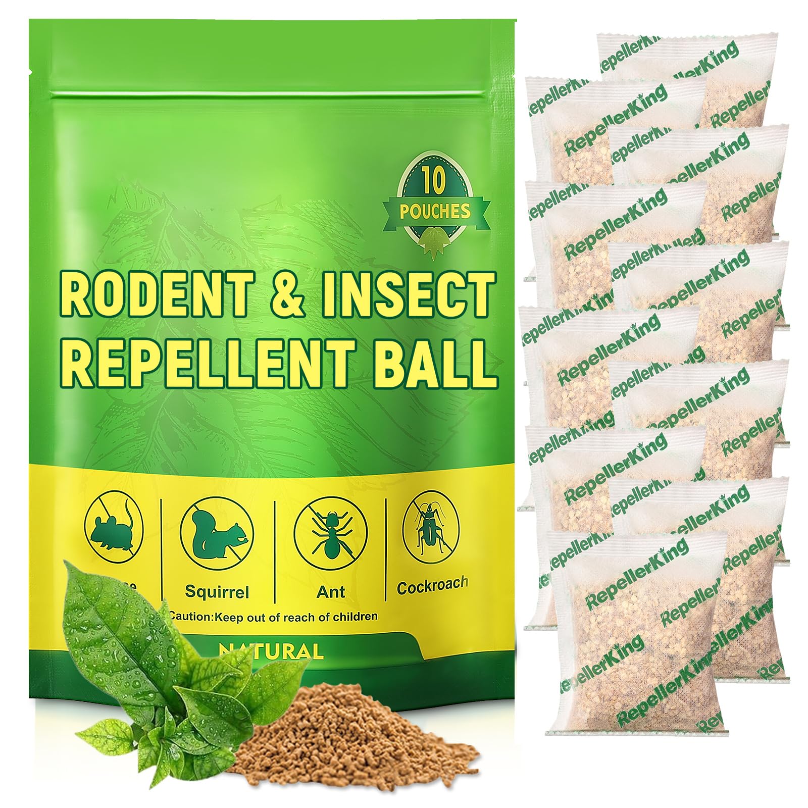 Mouse and Squirrel 10 Pack, Repellent Pouches, Rats Repellent, Mice Repellent with Peppermint Oil, Pest Control Pouches for Repel Rats, Squirrels, Moths & Other Rodents