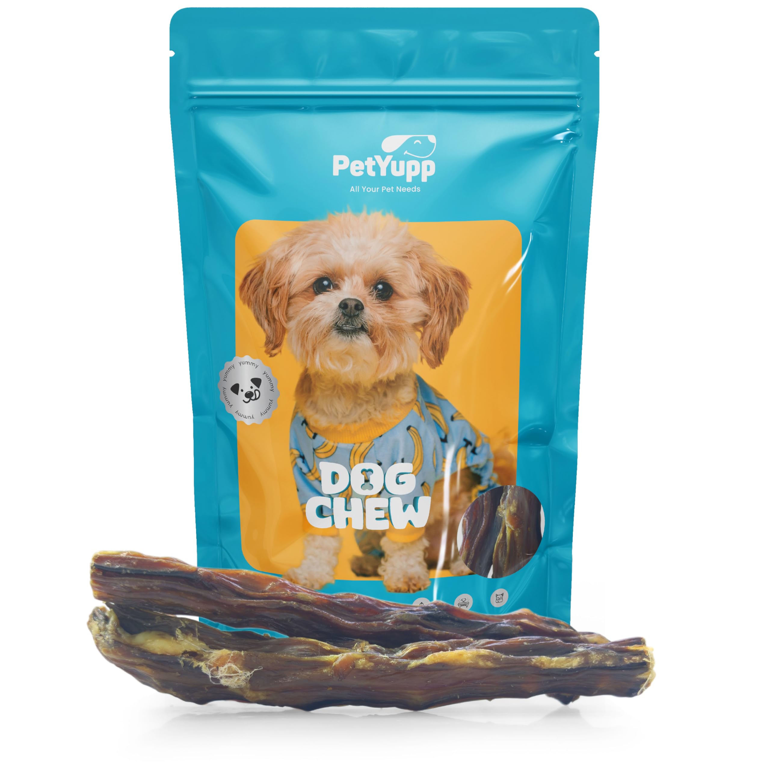 PetYupp Water Buffalo Tail Dog Chew - Pack of 10 - All-Natural, High-Protein, Low-Fat Dog & Easy-to-Digest Dog Treats for Teething Puppies, Aggressive Chewer & Small to Large Size Dogs - Rawhide-Free