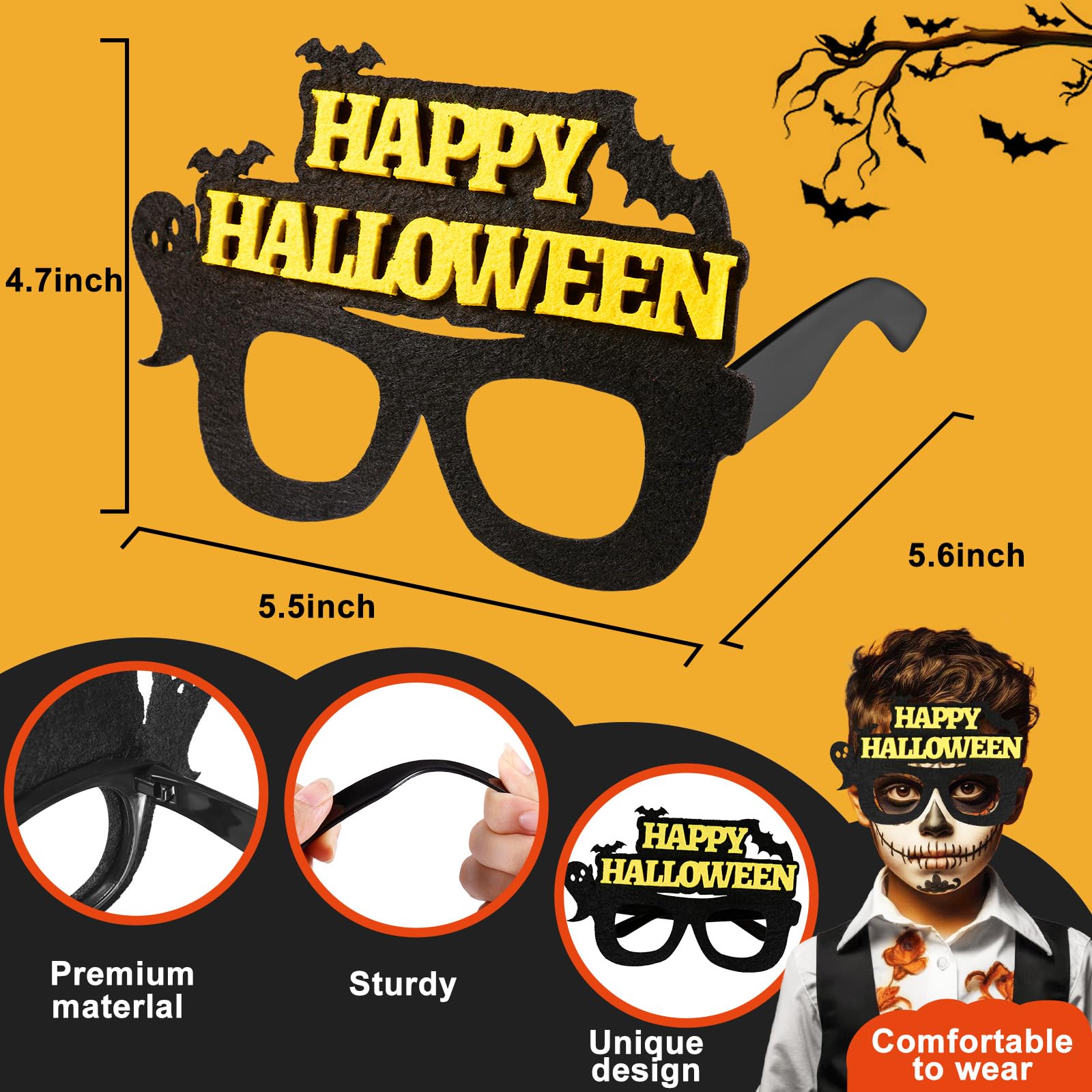 28PCS Halloween Glasses Bulk Glitter Party Glasses, Fun Novelty Toy Glasses for Cosplay and Photo Booth Props, Ideal Halloween Decorations for Both Kids and Adults, Includes Pumpkin, Spider, Ghost