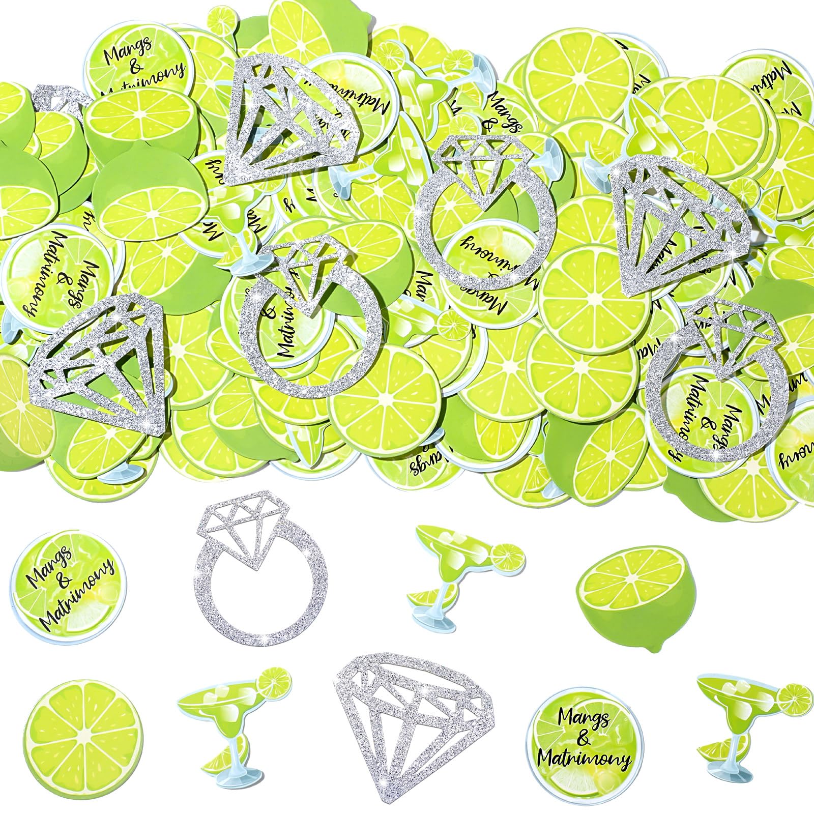 WinnerWhy 300 Pcs Margarita Glasses Confetti Margs and Matrimony Bachelorette Confetti Diamond Ring Motif Confetti Margarita Table Confetti Decor for Mexican Day Bridal Shower Tropical Party