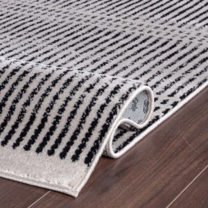 Rugshop Contemporary Stripe Lines High Traffic Living Room,Bedroom,Kitchen, Home Office Runner Rug 2' x 7' Cream